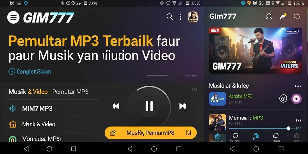 Tampilan antarmuka pengguna GIM777 saat memutar MP3.