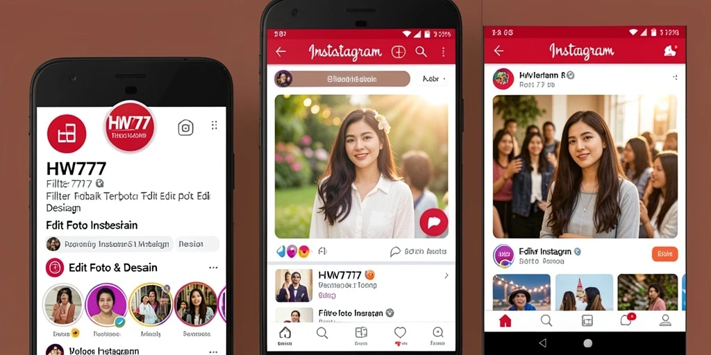 Tampilan antarmuka HW777 dengan berbagai filter Instagram yang menawan.