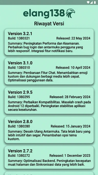 History Versi Terbaru Aplikasi elang138 untuk Android